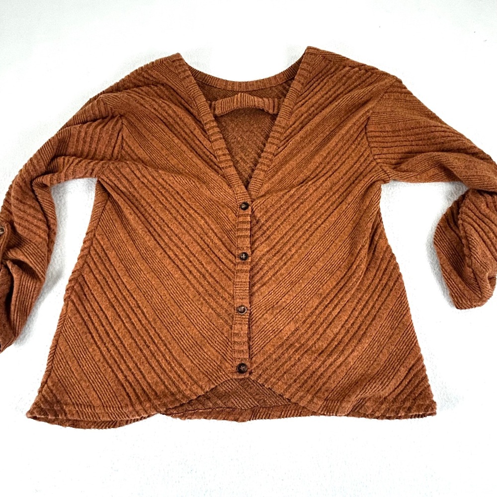 BKE Cedar Wood Ribbed Knit Button Front Cardigan TKC2404-A Mens Medium